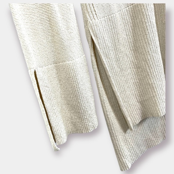 Free People Tunic Sweater Boho Criss Cross Side Slit Knit Cream Size Small - Picture 5 of 6